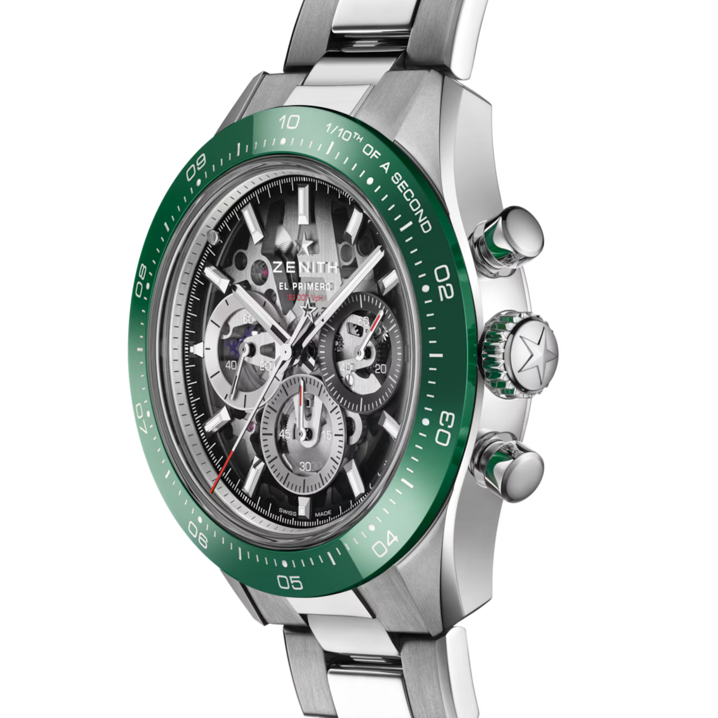 Zenith Chronomaster Sport 41mm Green Ceramic Bezel Skeleton Dial