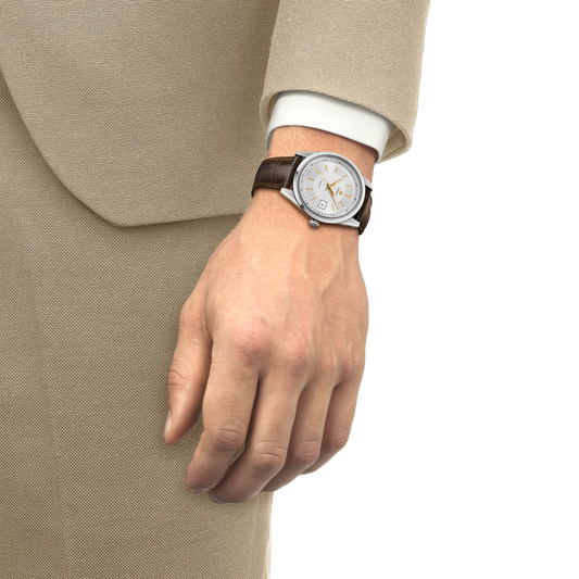 Tissot Visodate 39mm Automatic Silver Dial Leather Strap Watch