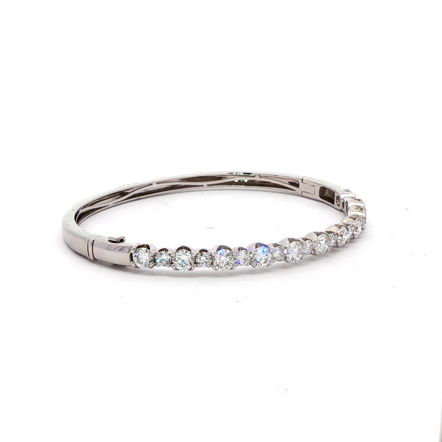 King Jewelers 3 Carat Diamond Bangle Bracelet 18K White Gold
