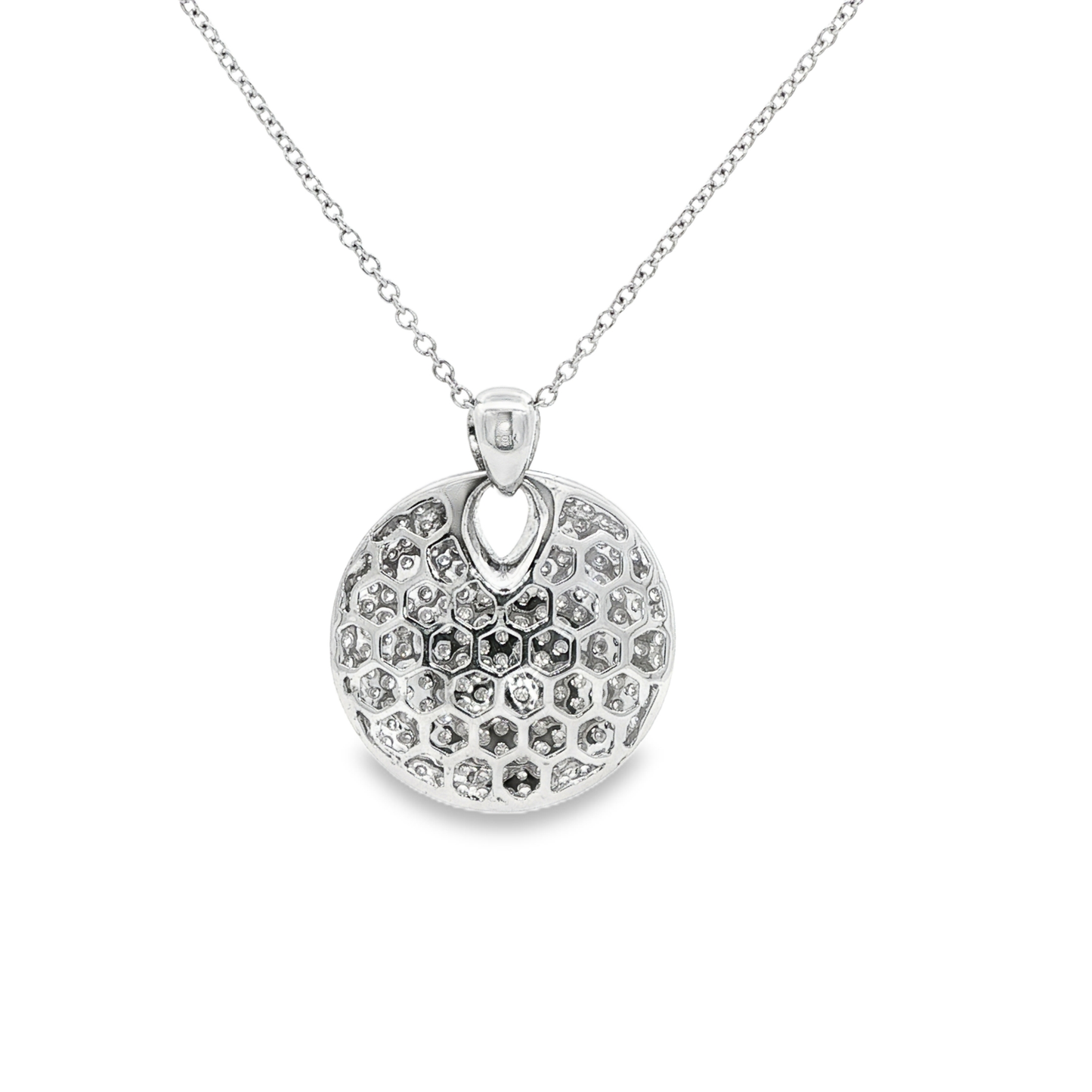King Jewelers 4.75ct Diamond Disc Pendant Necklace White Gold