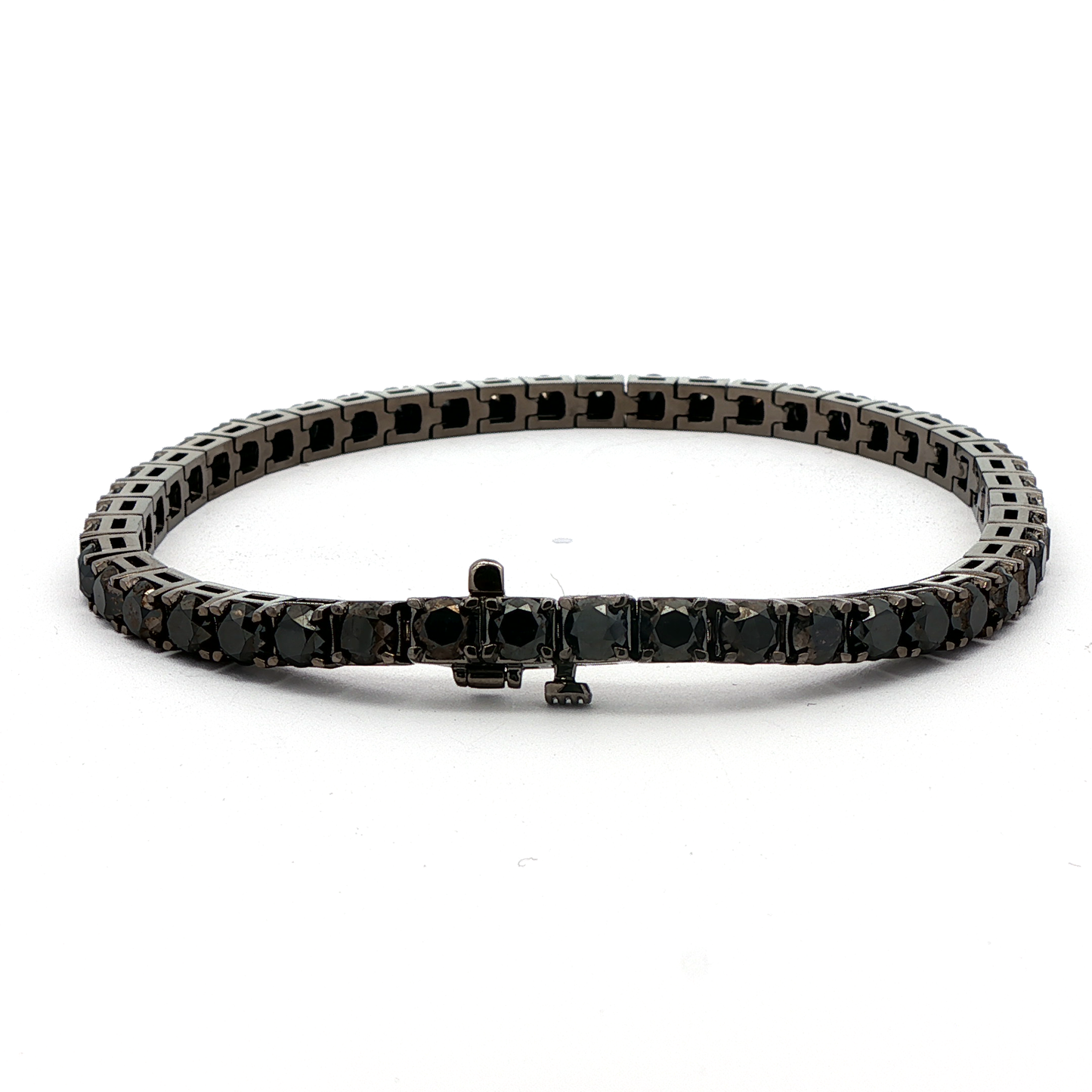 King Jewelers 15.76ct Black Diamond Tennis Bracelet 14K White Gold