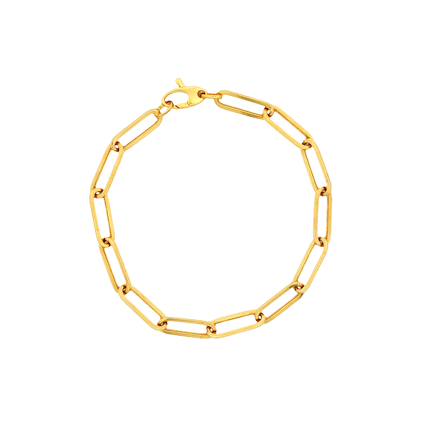 King Jewelers 7" Paperclip Chain Bracelet 14K Yellow Gold