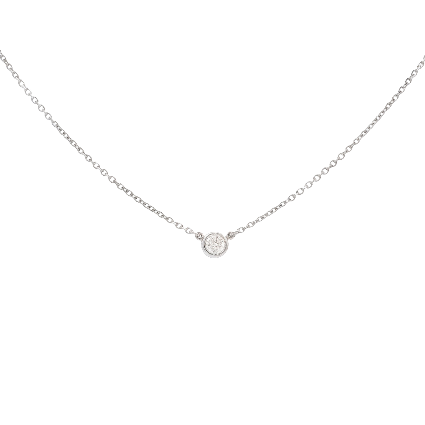 King Jewelers 0.11ct Diamond Solitaire Pendant Necklace 14K White Gold