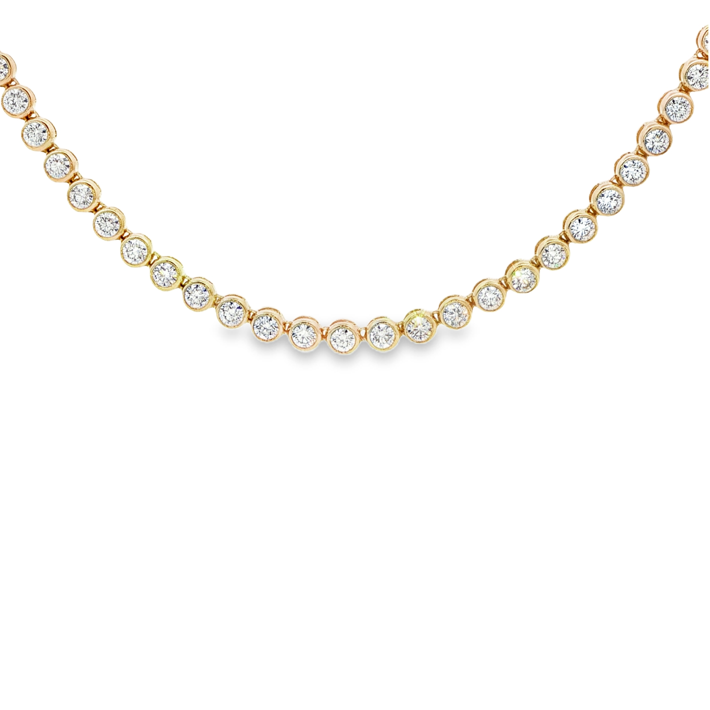 King Jewelers 10 Carat Bezel Diamond Necklace 14K Yellow Gold