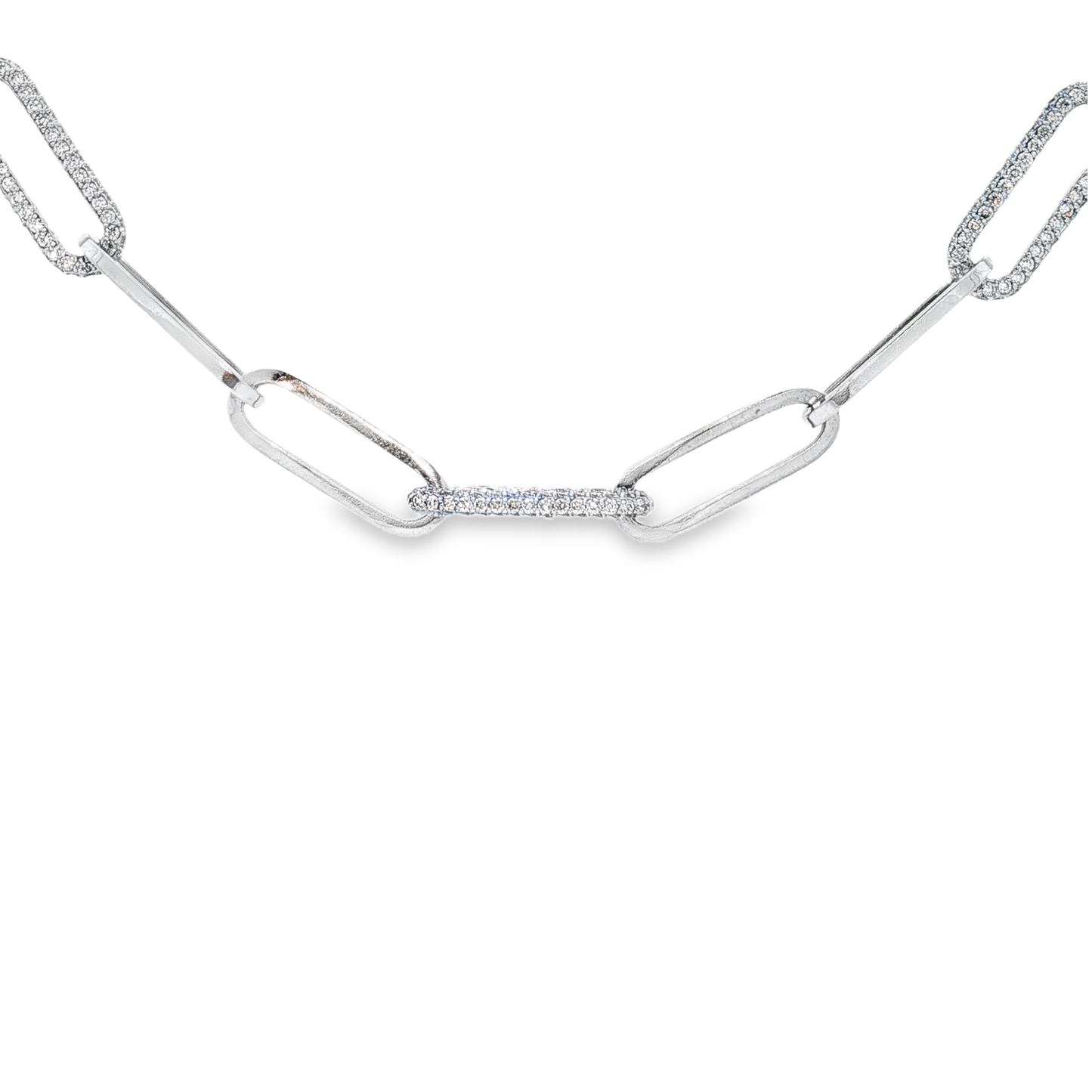 King Jewelers 4 Carat Diamond Paperclip Chain Necklace 14K White Gold