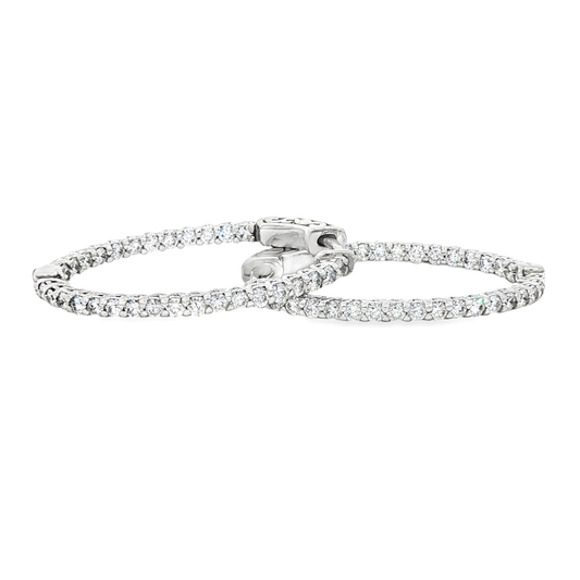 King Jewelers 1.15ct Diamond Hoop Earrings 14K White Gold