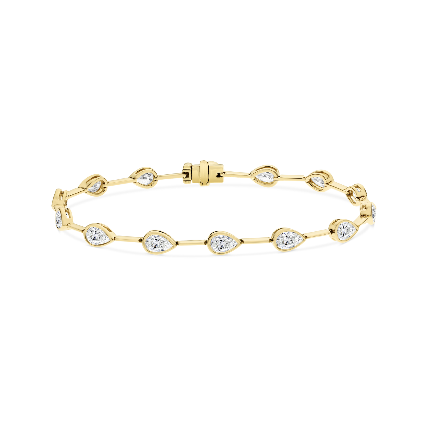 King Jewelers 4.30ct Pear Diamond Bracelet 18K Yellow Gold
