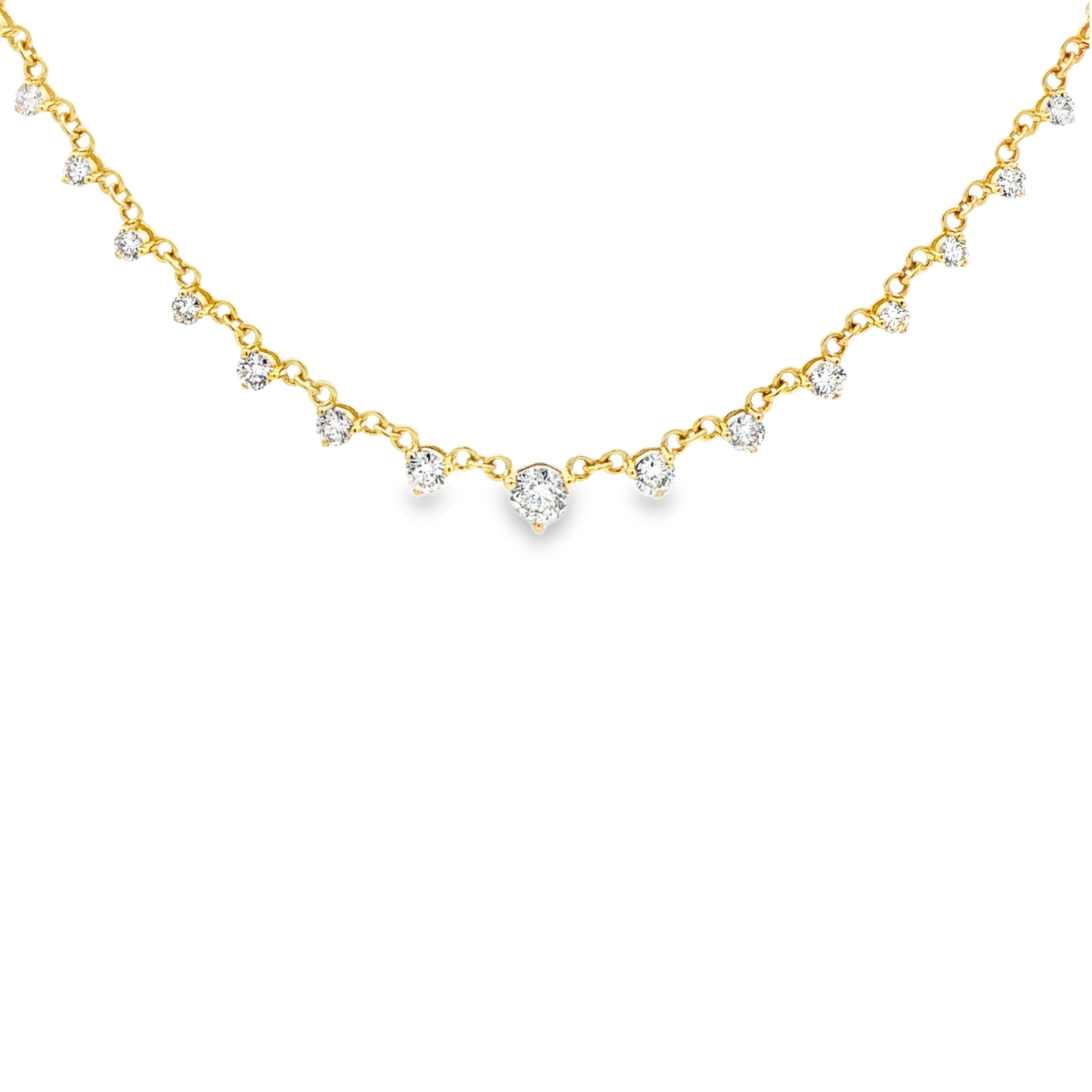 King Jewelers 2.26ct Graduated Diamond Station Necklace 14K Yellow Gold
