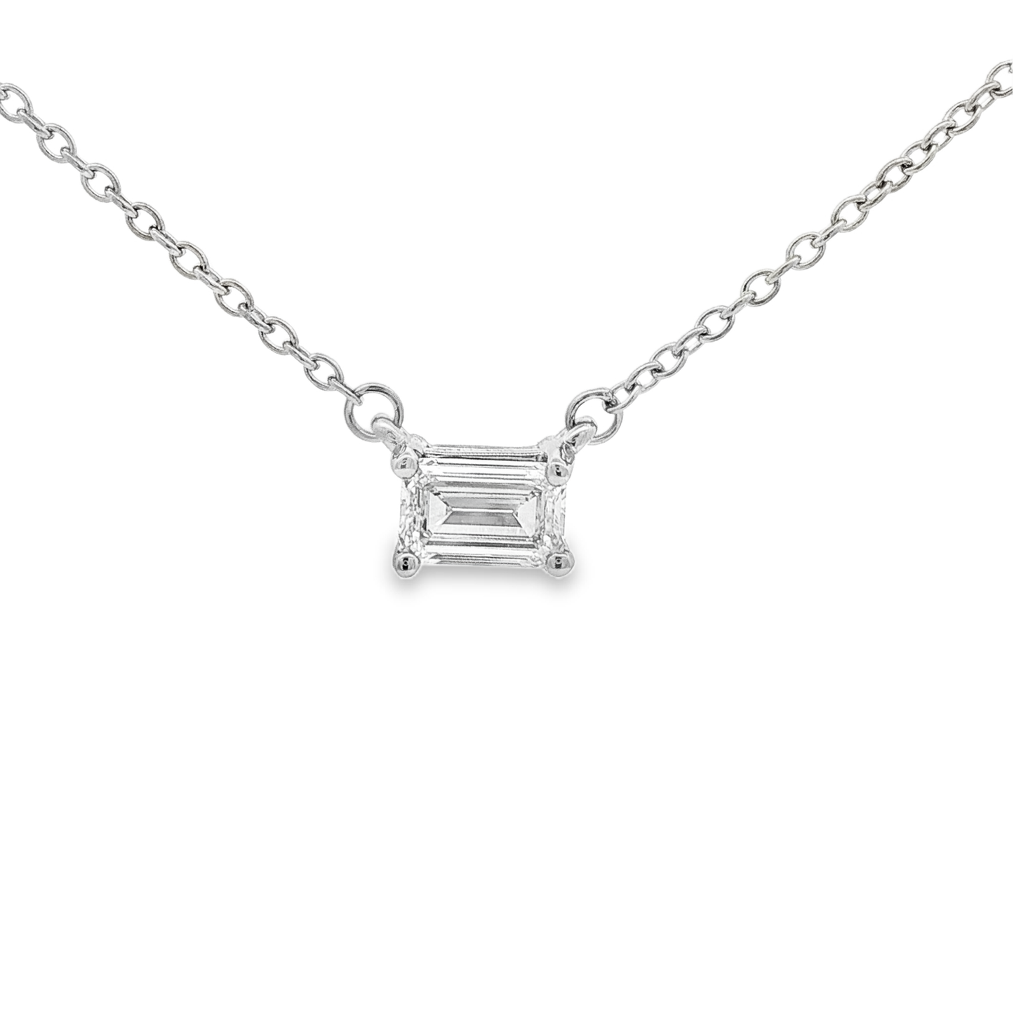 Ella Rose Emerald Cut Lab-Grown Diamond Pendant Necklace 14K White Gold