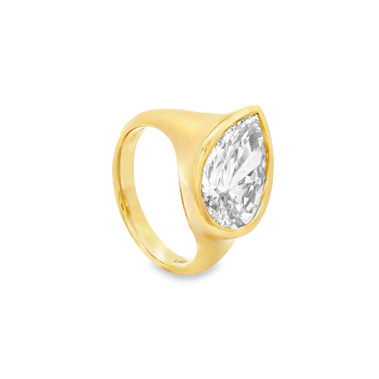 Ella Rose IGI Certified 4.01ct Pear Bezel Lab Grown Diamond Ring 14K Yellow Gold