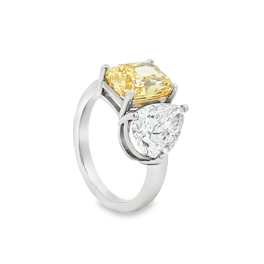 Ella Rose Platinum Toi Et Moi Pear and Yellow Radiant Lab-Grown Diamond Egnagement Ring