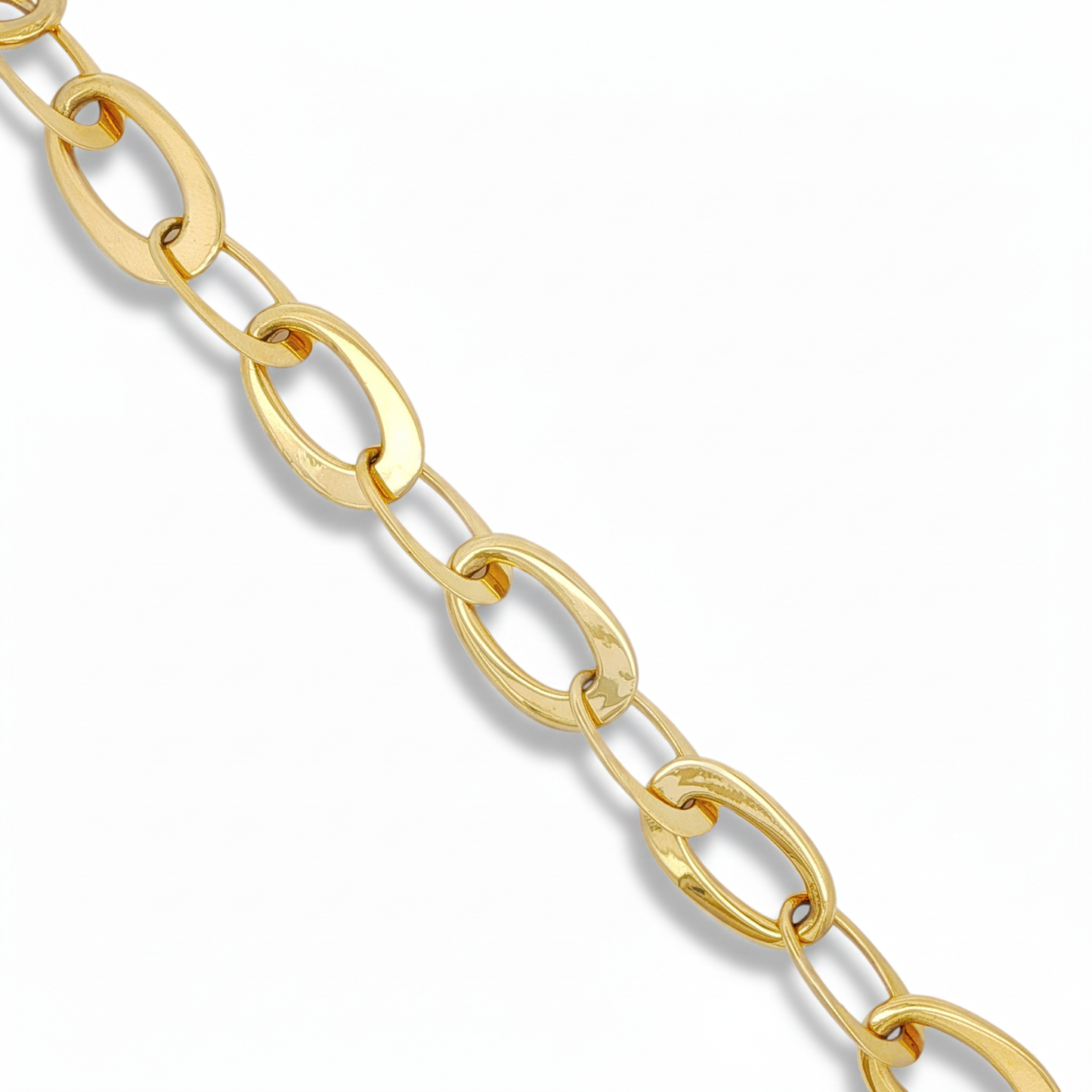 Antnonio Papini Flat Oval Link Bracelet 18K Yellow Gold
