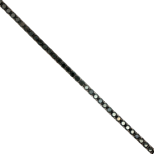 King Jewelers 15.76ct Black Diamond Tennis Bracelet 14K White Gold