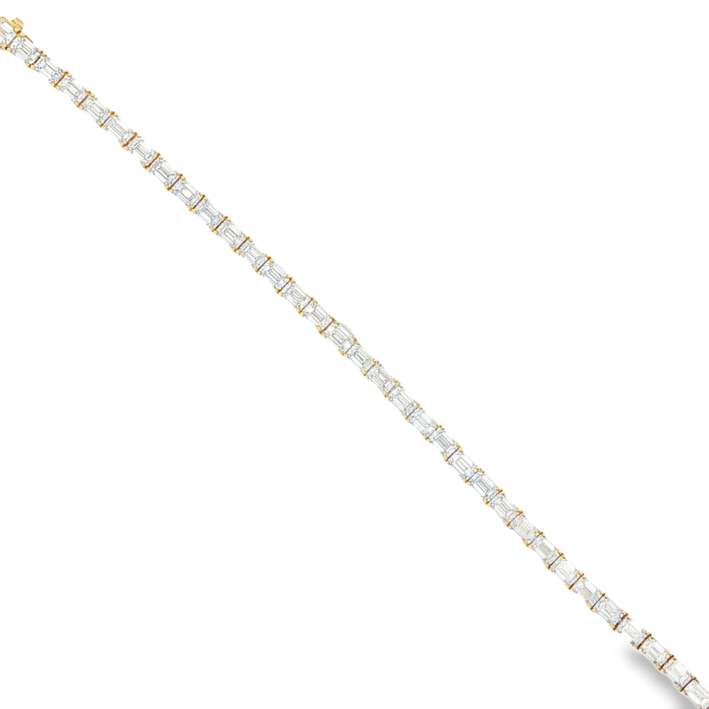 King Jewelers 11.40ct Emerald Cut Diamond Tennis Bracelet 18K Yellow Gold