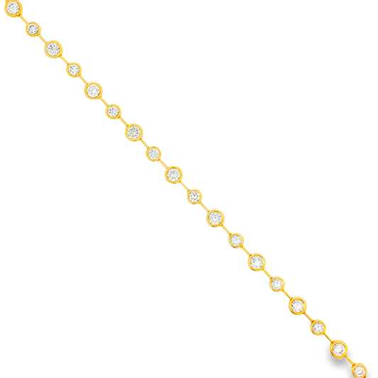 King Jewelers 9.60ct Graduated Diamond Bezel Station Necklace 18K Yellow Gold