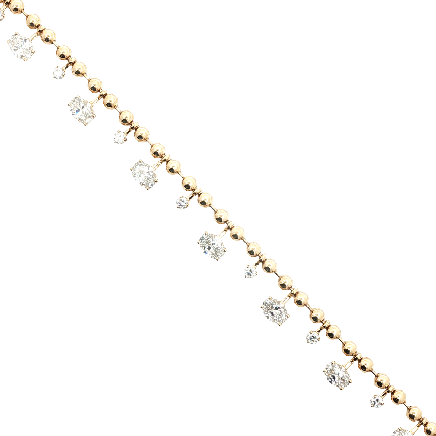 Ella Rose Oval and Round Lab-Grown Diamond Beaded Necklace 14K Yellow Gold
