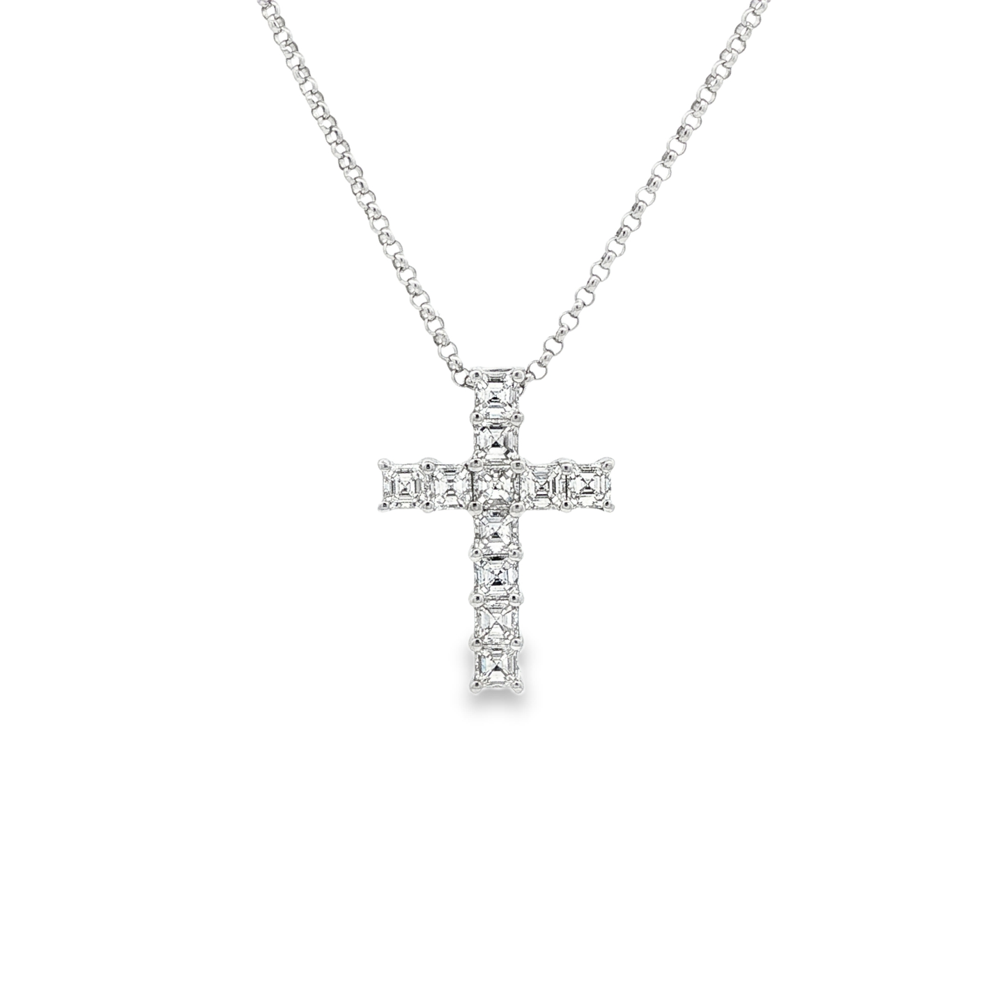 King Jewelers 0.75ct Diamond Cross Pendant Necklace 18K White Gold