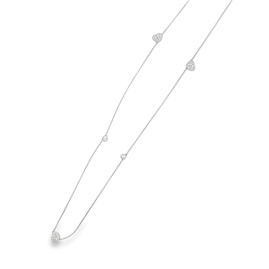 King Jewelers 18K White Gold 0.40ct Diamond Heart Station Necklace