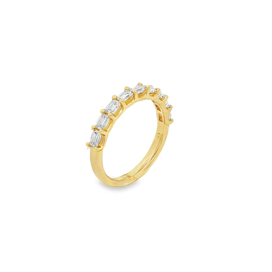 Ella Rose 0.75ct Emerald Cut Diamond Half-Set Band 14K Yellow Gold