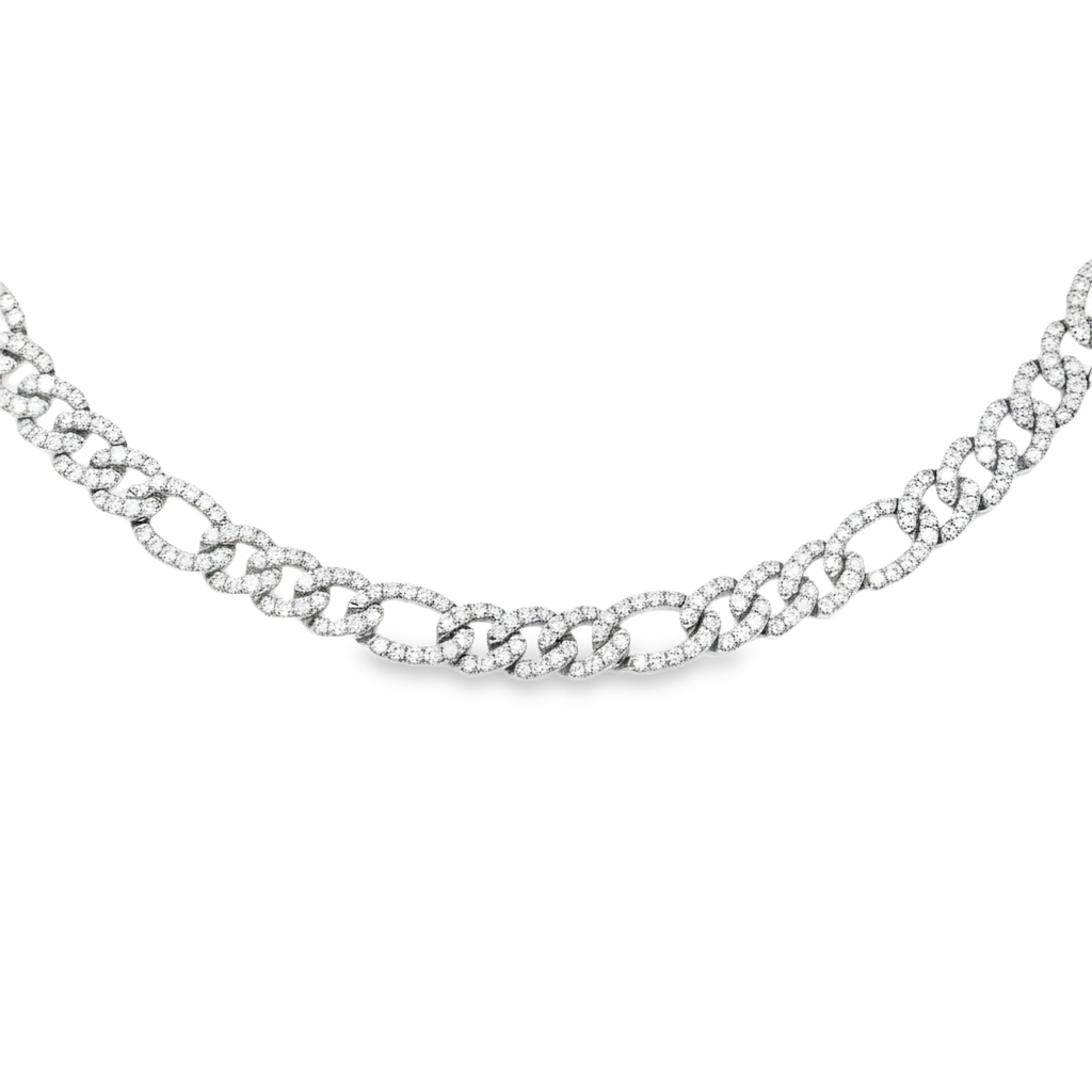 King Jewelers 18K White Gold 11.25ct Diamond Link Necklace