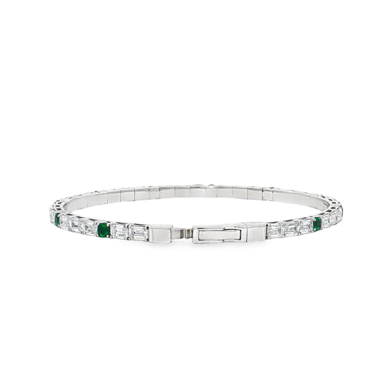 Ella Rose Lab-Grown Emerald and Diamond Tennis Bracelet