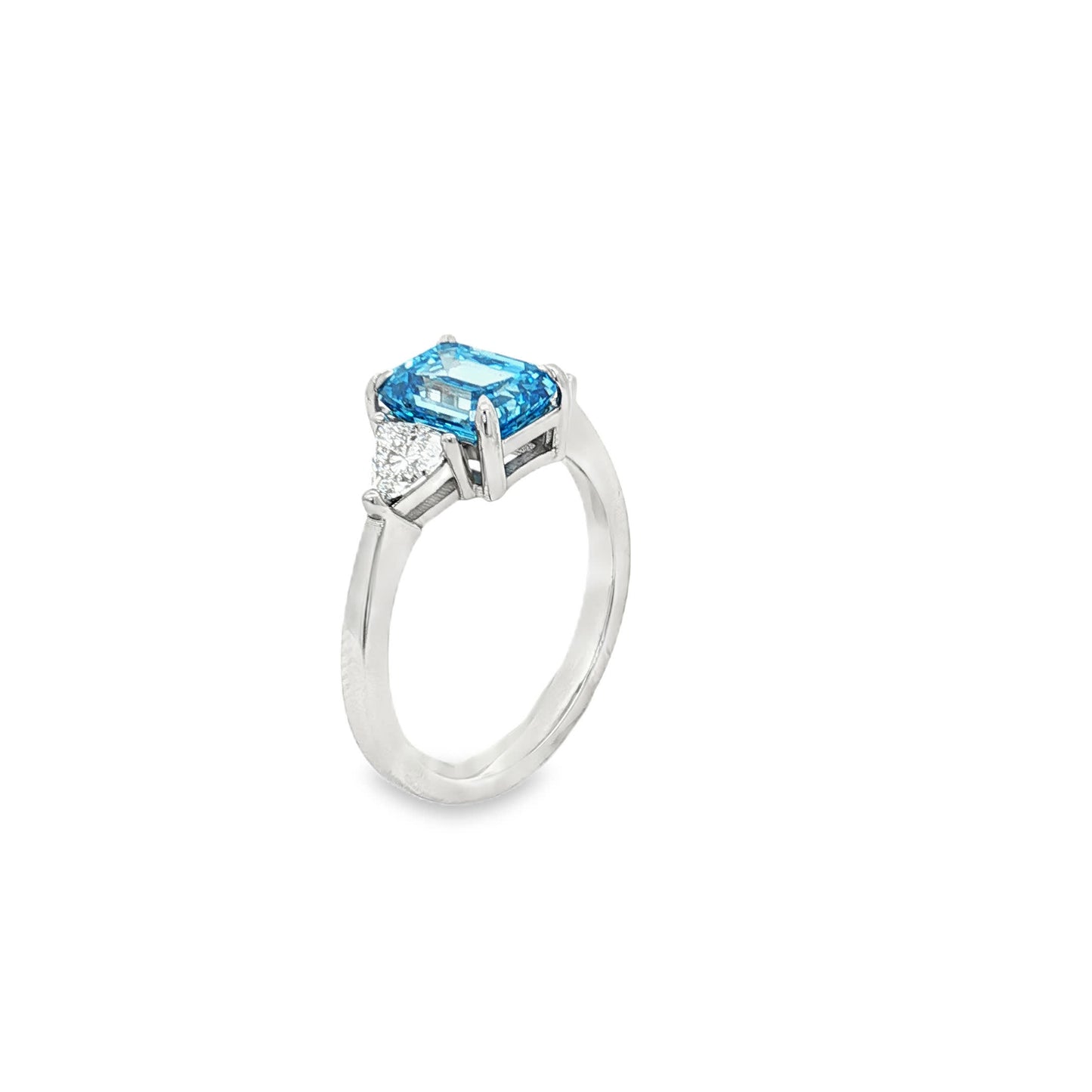 Ella Rose 2.57ct Fancy Blue Emerald Cut Lab-Grown Diamond Ring 14K White Gold
