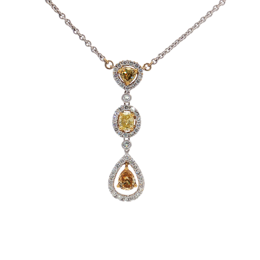 King Jewelers 18K Fancy Yellow Diamond Pendant Necklace