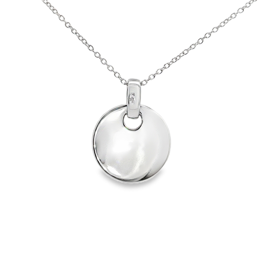 King Jewelers Diamond Disc Pendant Necklace 14K White Gold