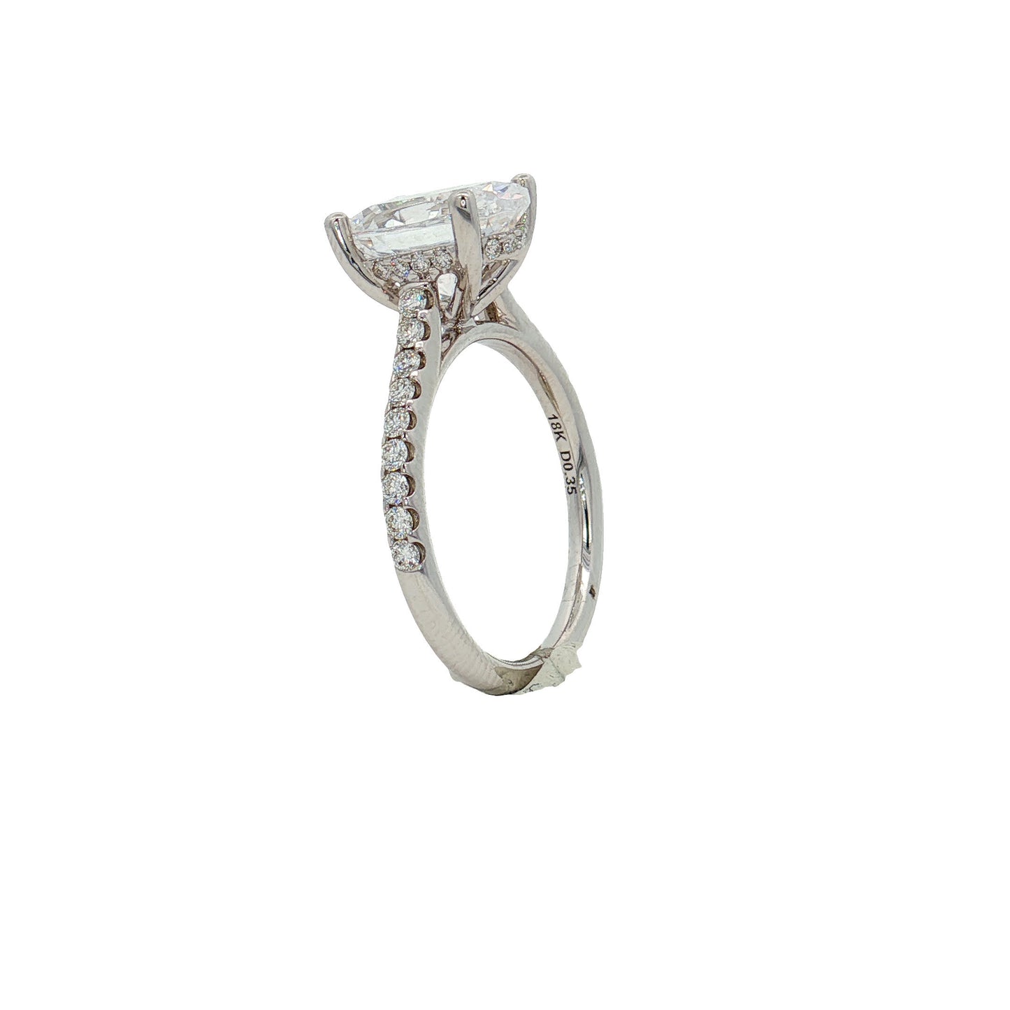 KJ5 18K White Gold 0.34ct Pave Oval Diamond Engagement Ring Mounting