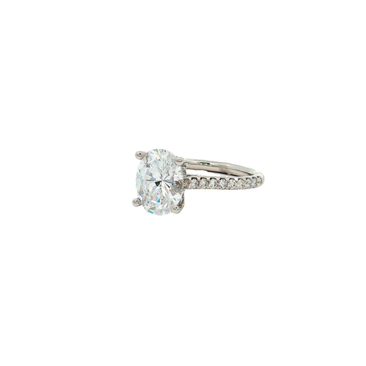 KJ5 18K White Gold 0.34ct Pave Oval Diamond Engagement Ring Mounting