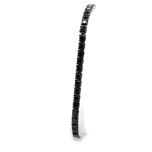 King Jewelers 12.38ct Black Diamond Tennis Bracelet 14K White Gold