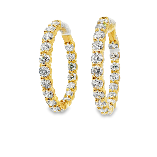 King Jewelers 14K Yellow Gold 7.15ct Diamond Hoop Earrings