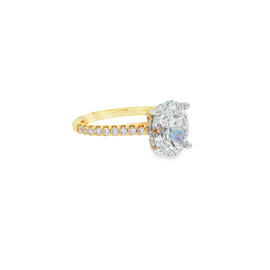 KJ5 18K Yellow Gold Oval 0.34ct Pave Diamond Engagement Ring Mounting