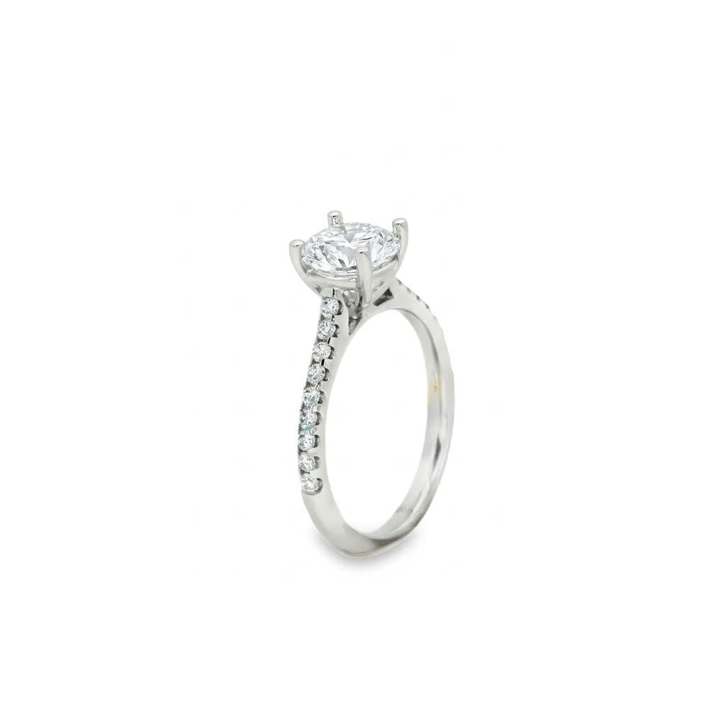 KJ5 18K White Gold Pavé Round Diamond 0.27ctw Engagement Ring Mounting