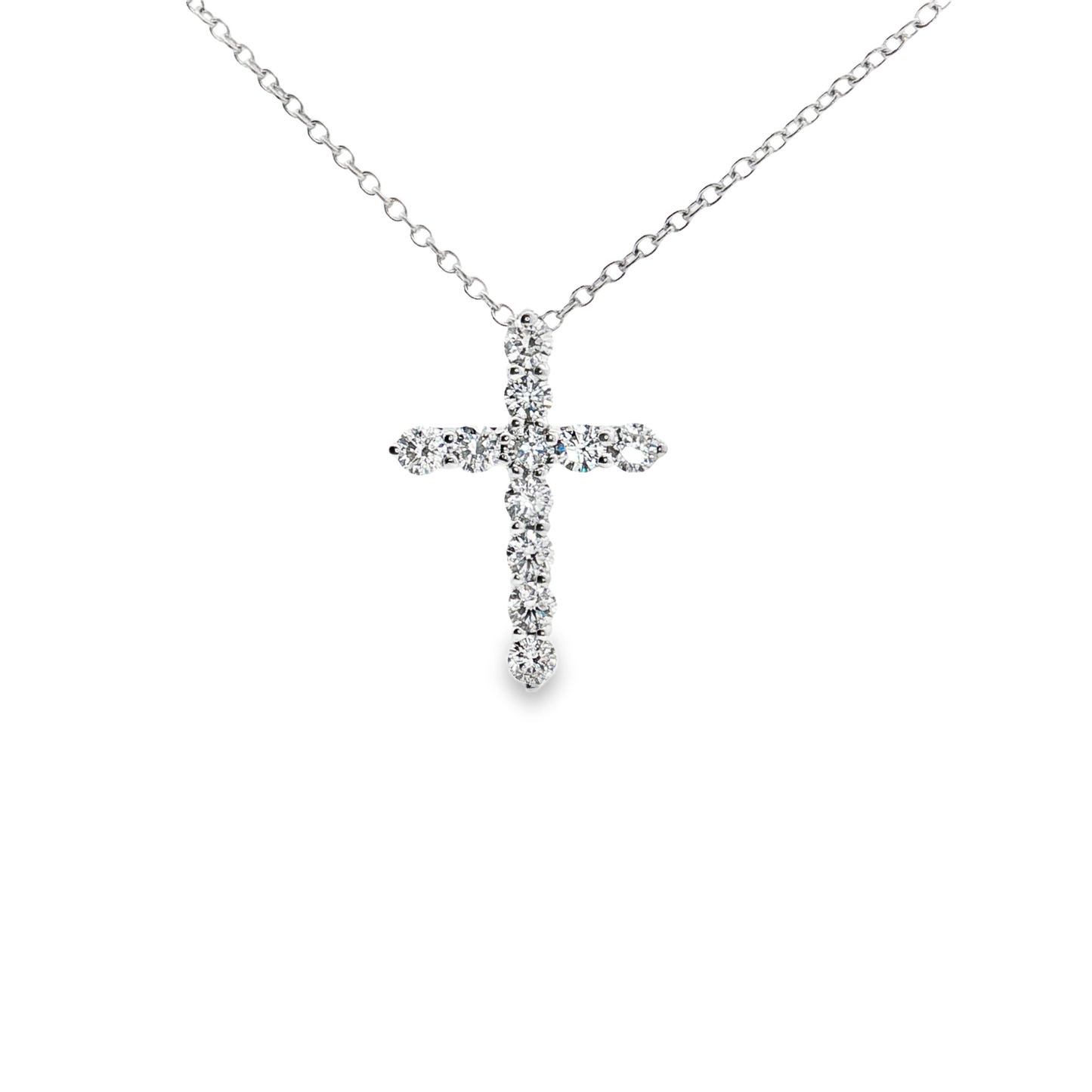 King Jewelers 14K White Gold 0.49ct Diamond Cross Pendant