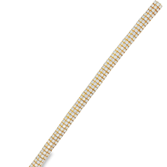 King Jewelers 14K Yellow Gold 3-Row 8.36ct Diamond Bracelet
