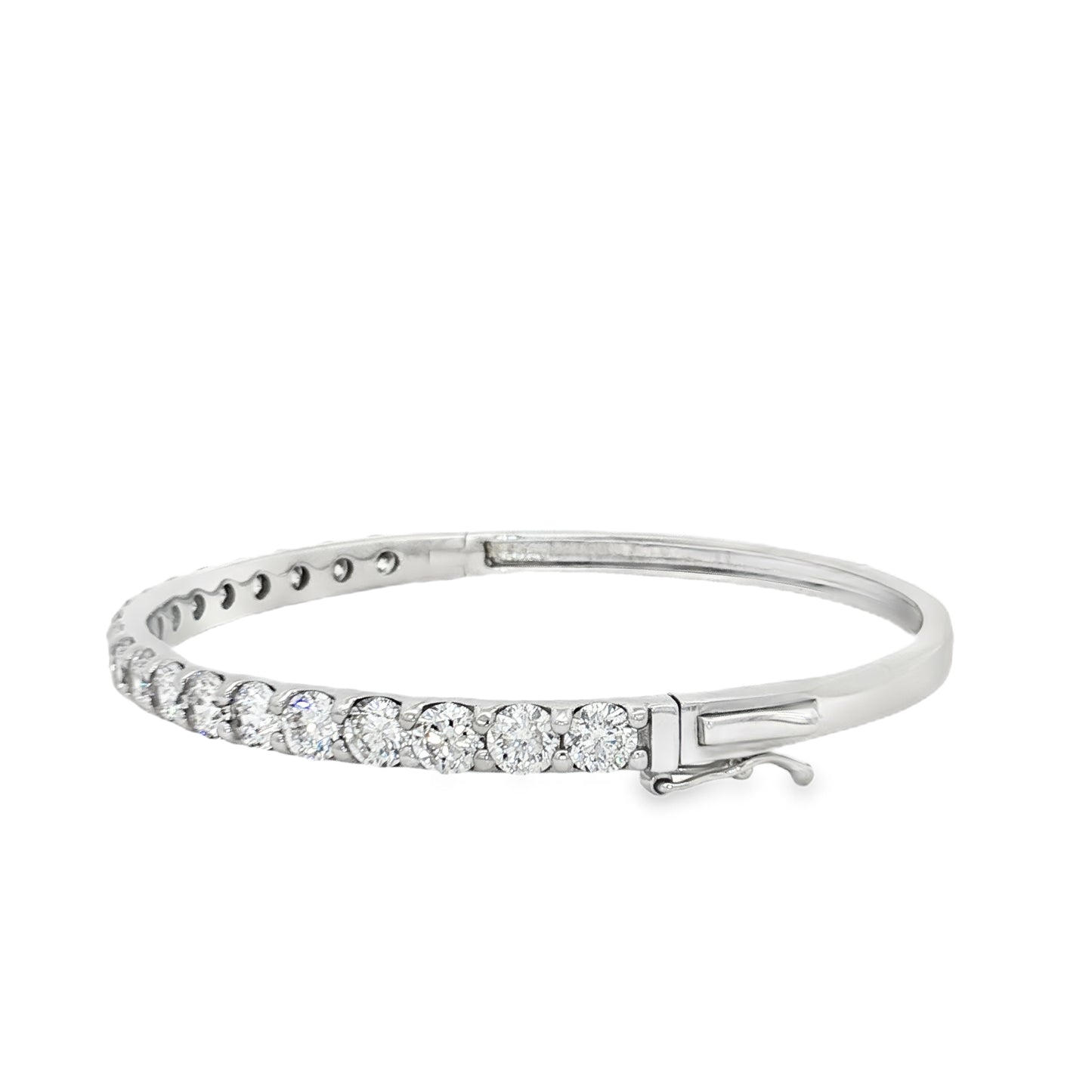 King Jewelers 14K White Gold 6.20ct Diamond Bangle Bracelet