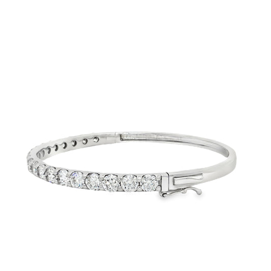 King Jewelers 14K White Gold 6.20ct Diamond Bangle Bracelet