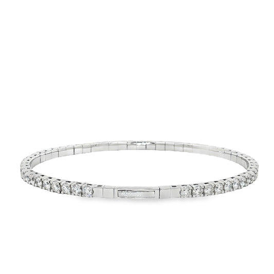 King Jewelers 3.80ct Diamond Bangle Bracelet 14K White Gold
