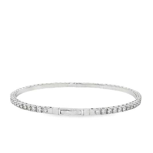King Jewelers 3 Carat Diamond Bangle Bracelet 14K White Gold