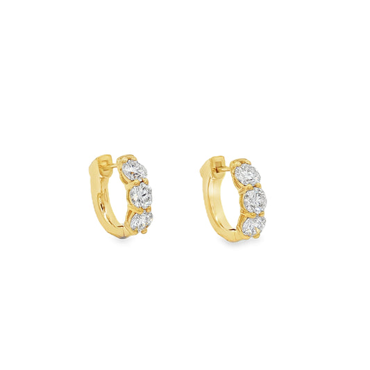 King Jewelers 14K Yellow Gold 1.54ct Diamond Hoop Earrings
