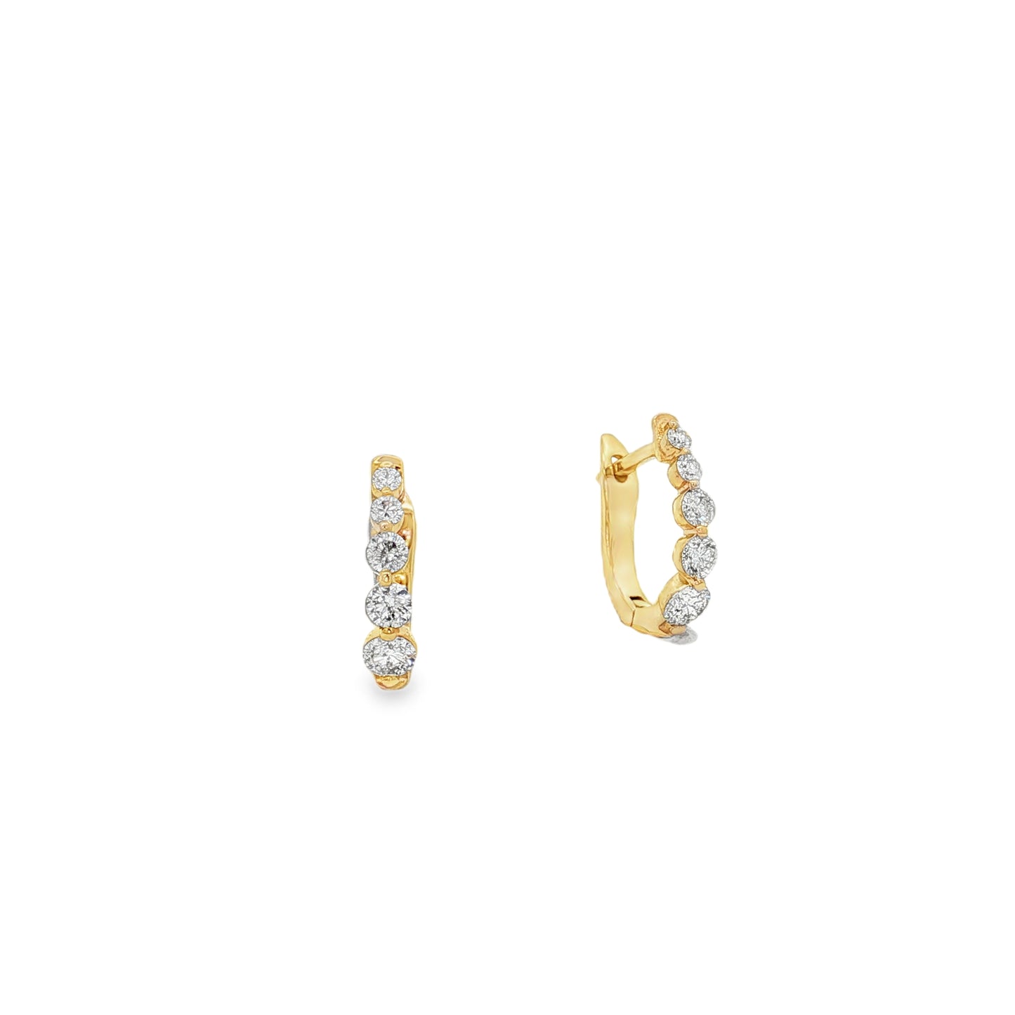 King Jewelers 14K Yellow Gold 0.51ct Graduated Diamond Hoop Earrings