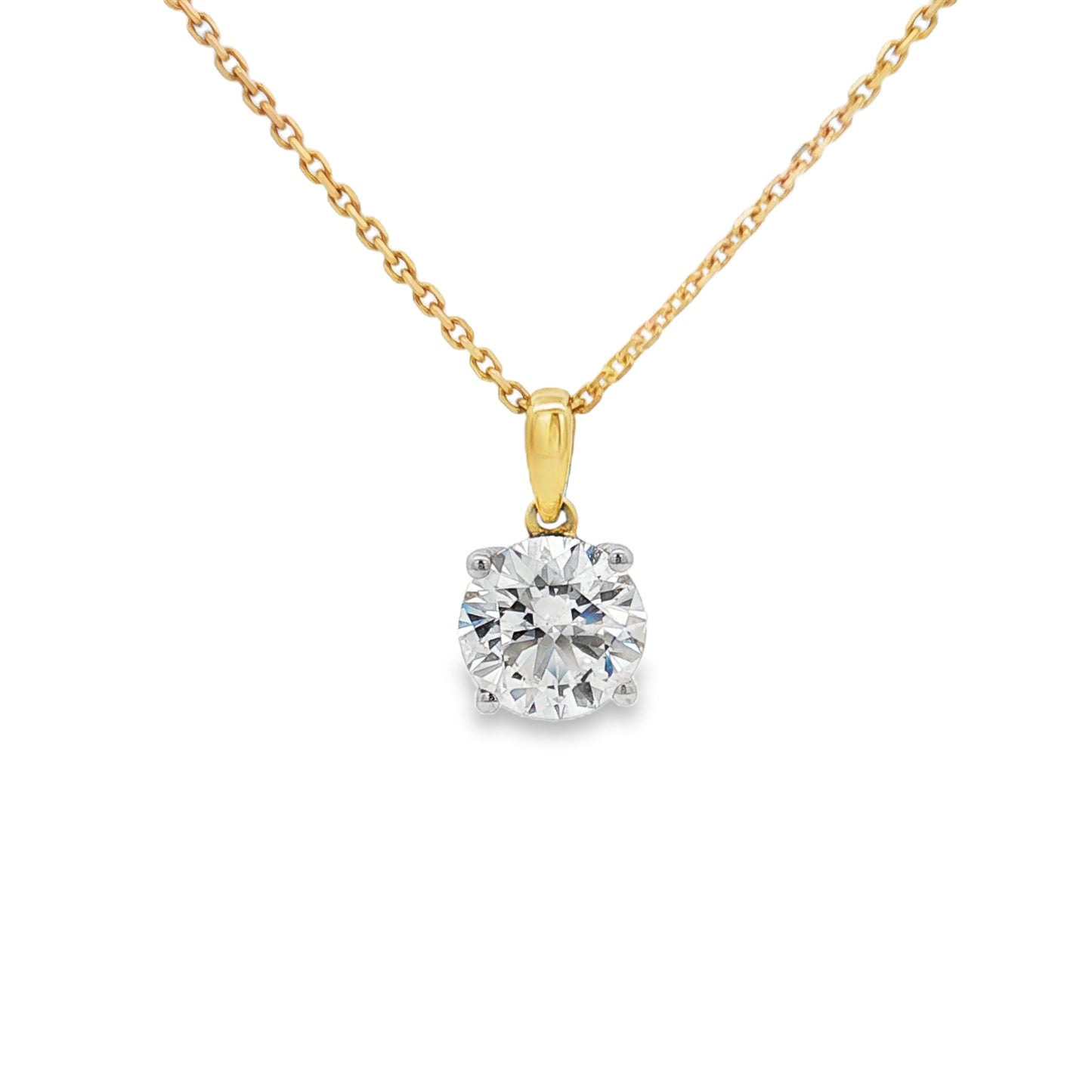 Ella Rose 2.02ct Lab-Grown Diamond Solitaire Pendant 14K Yellow Gold