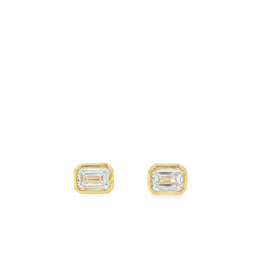 Ella Rose 1.07ct Emerald Cut Lab-Grown Diamond Stud Earrings 14K Yellow Gold