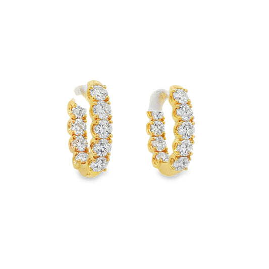 Ella Rose 2.50ct Lab-Grown Diamond Hoop Earrings 14K Yellow Gold
