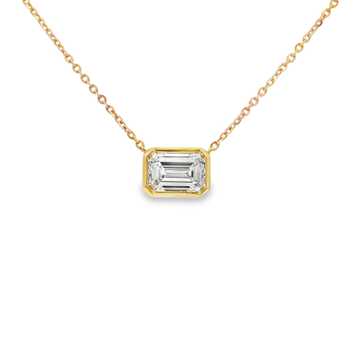 Ella Rose 2.05ct Emerald Cut Lab-Grown Diamond Pendant 14K Yellow Gold