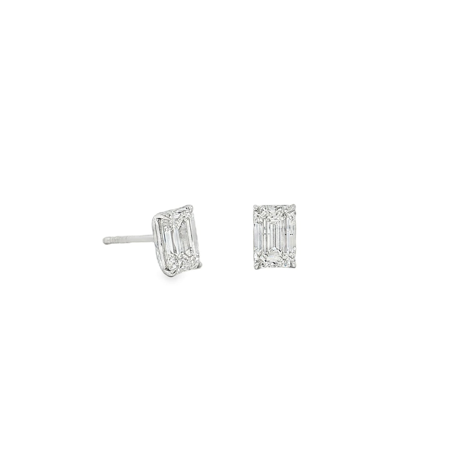 Ella Rose 2.13ct Emerald Cut Lab-Grown Diamond Stud Earrings 14K White Gold