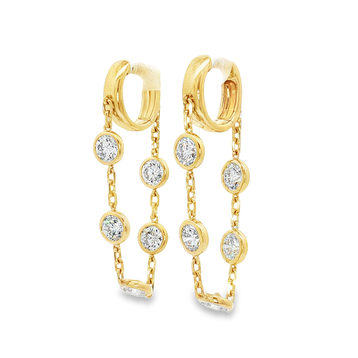 Ella Rose 14K Yellow Gold 3.26ct Lab-Grown Diamond Chain Drop Earrings