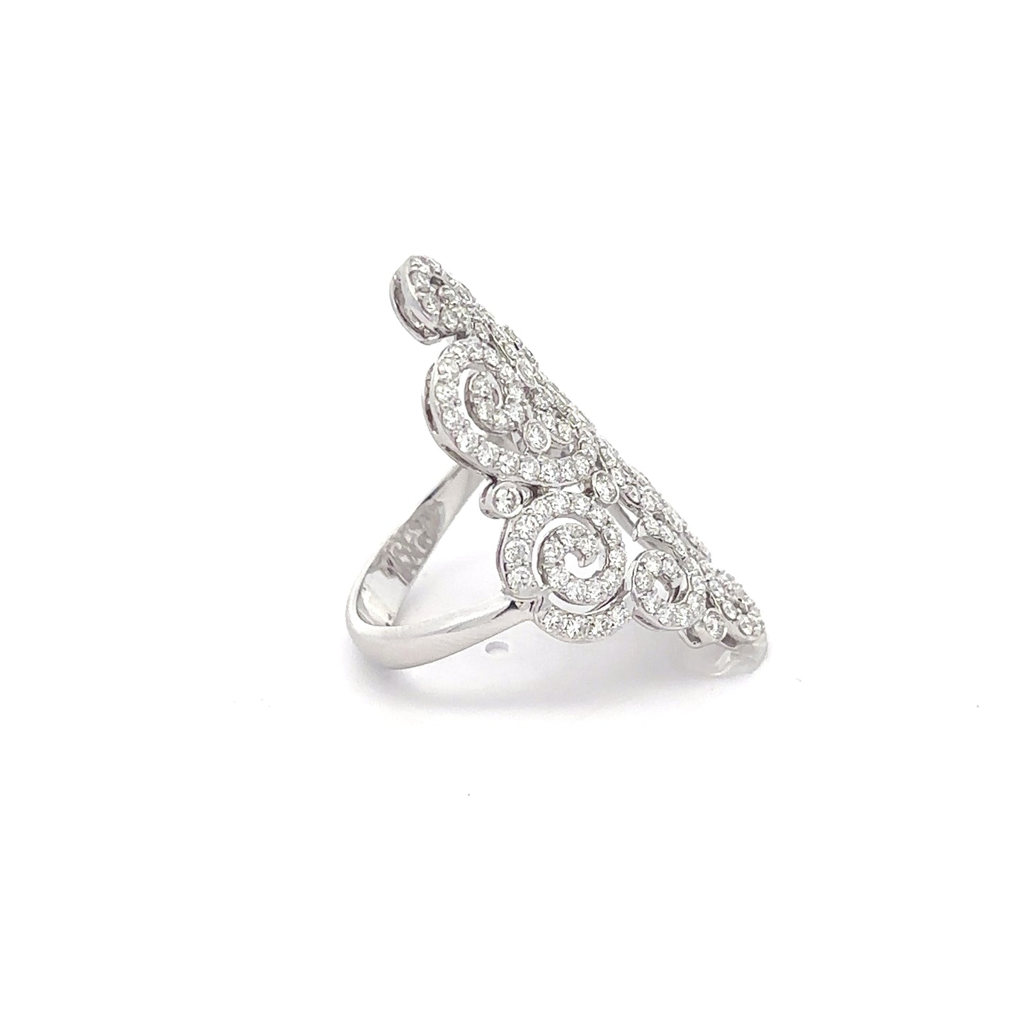 King Jewelers 1.90ct Diamond Filigree Ring 14K White Gold