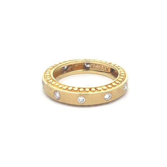 18K DIA BND MATTE /BEADED